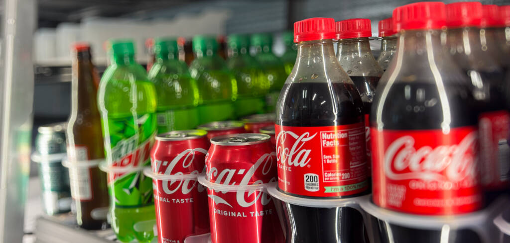 coca-cola being diplayed in the store at emerald cove marina floating store on bullards bar reservoir