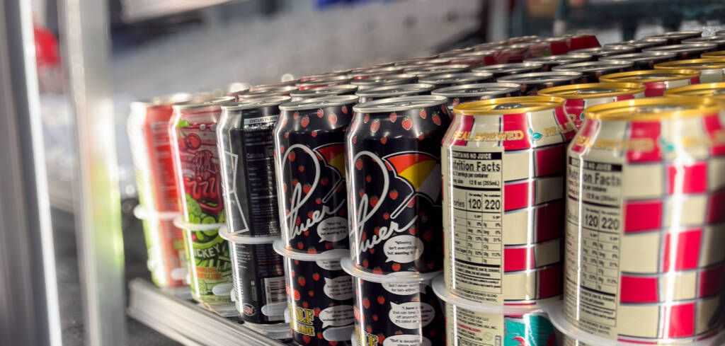 Arizona drinks being displayed at emerald cove marina floating store on bullards bar reservoir